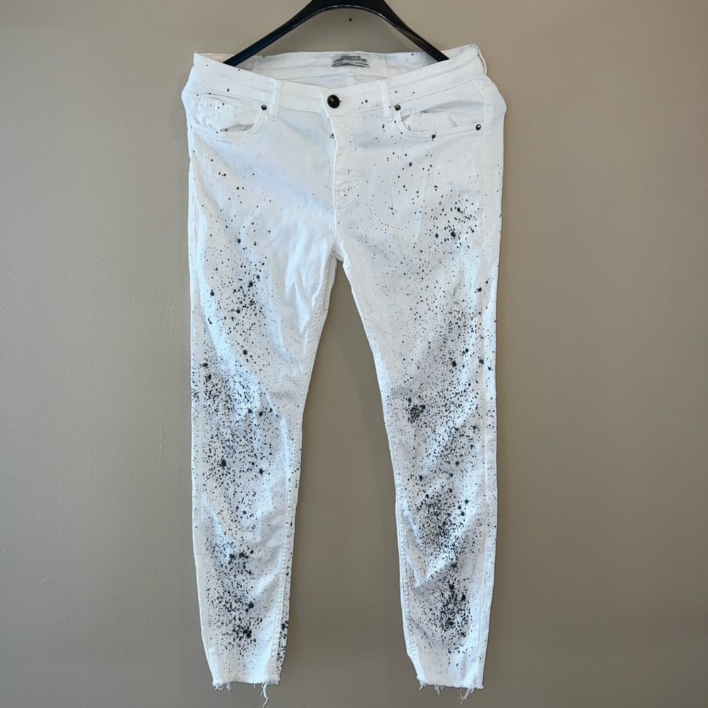 Zara skinny splattered jeans